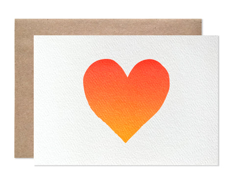 Everyday / 4 bar / Neon Ombre Heart Blank Folding Card - wholesale case of 6