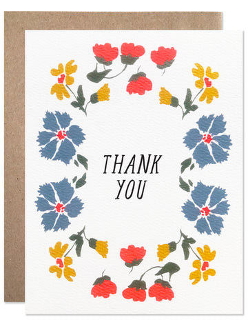 Thank you Cornflower and Neon Red Flowers - wholesale case of 6