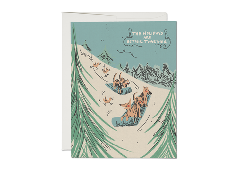 Sled Dogs holiday greeting card: Singles