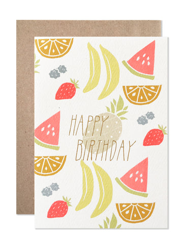 Happy Birthday Neon Fruit with Gold Foil