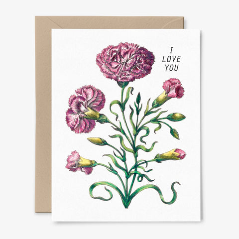I Love You Carnation | Botanical Card | Valentine | Pink