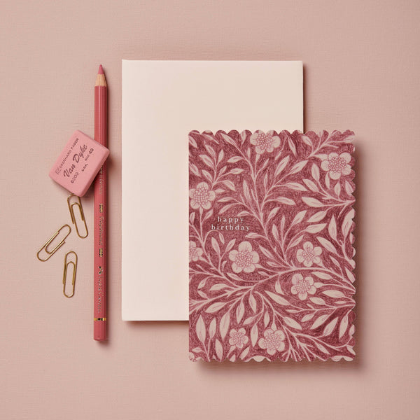 Pink Flora 'Happy Birthday' Card