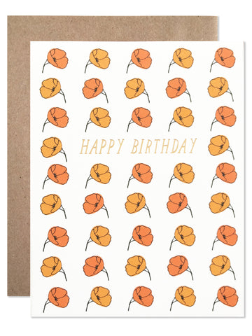 Birthday /  Happy Birthday California Poppies with Gold Foil - wholesale