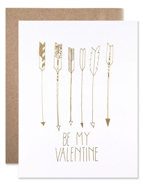 Gold foil stamped Be My Valentine Arrows illustrated by Hartland Brooklyn