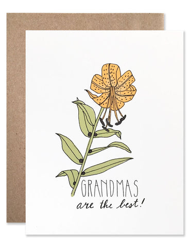 Neon orange Tiger Lily with Grandmas are the best written below. Illustrated by Hartland Brooklyn.
