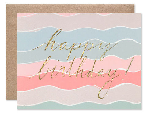 Neon squiggle with gold glitter Happy Birthday foil by Hartland Brooklyn 