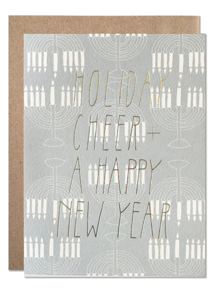 Silver Foil Holiday Cheer and a Happy New Year - Menorah