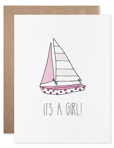 Pink sailboat for a little baby girl illustrated by Hartland Brooklyn