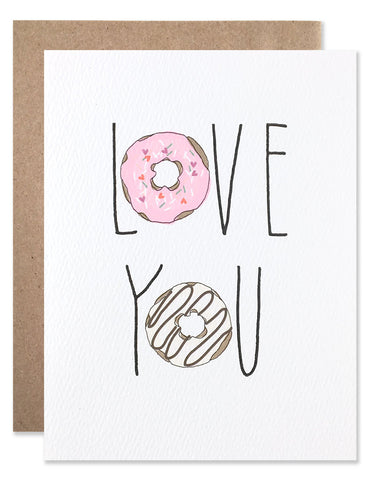 Frosted donuts replaced the O's in Love You. Illustrated by Hartland Brooklyn