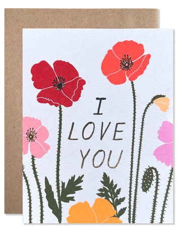 Love and Friendship /  I Love You Poppies with Gold Foil - wholesale