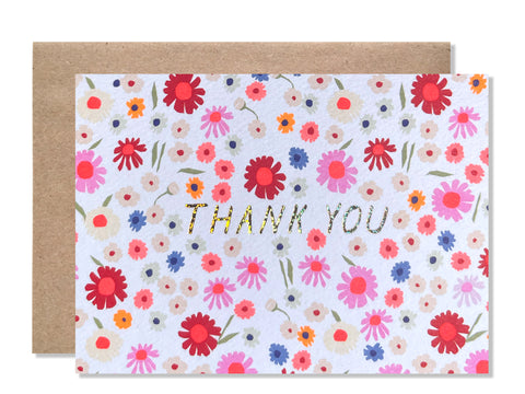 Thank you / 4 bar / Thank You Brittani Floral with Gold Glitter Foil - wholesale