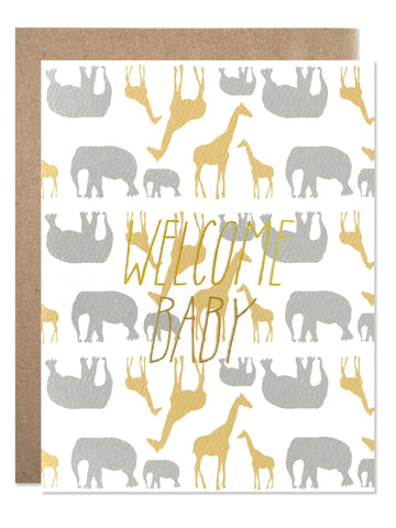 New Baby / Welcome Baby Safari with Gold Foil - wholesale