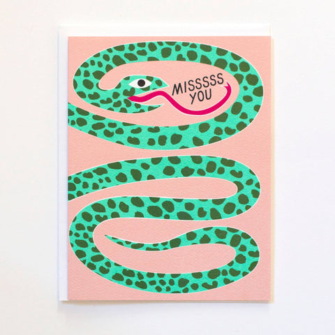 Miss You Snake Note Card
