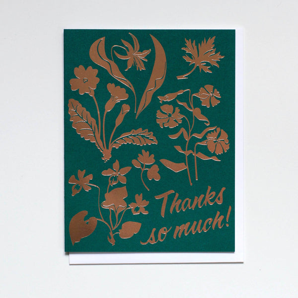 Thanks Wildflowers Rose Gold Foil Card