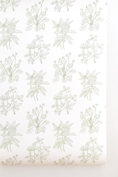 Meadow Flowers Green Wallpaper
