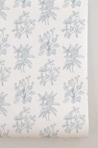 Meadow Flowers Blue Wallpaper