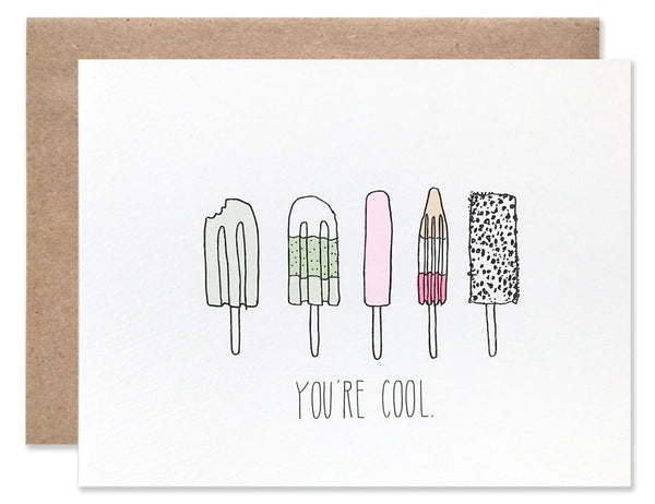 You're Cool card features different types of popsicles and are hand illustrated by Hartland Brooklyn.